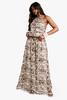 Leopard Print Ruffle Woven Maxi Skirt