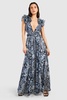 Leopard Ruffle Cut Out Maxi Dress