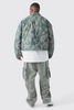 Plus Boxy Pixelated Camo Harrington Jacket