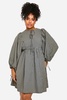 Plus Check Blouse Sleeve Smock Dress