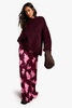 Blured Floral Print Satin MaxiI Skirt
