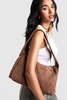 Faux Suede Studded Handle Slouchy Shoulder Bag