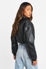 Faux Leather Cropped Collar Detail Jacket