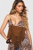 Suedette Fringed Cross Body Bag
