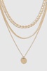 Polished Disc Drop Charm Multilayer Necklace