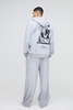 Oversized Graphic Washed  Zip Through Hoodie