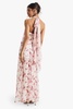 Crinkle Chiffon Cowl Neck Maxi Dress
