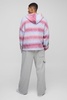 Boxy Fit Ombre Stripe Brushed Knit Cross Hoodie