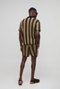 Oversized Boxy Crochet Look Stripe Shorts Knitted Polo Set