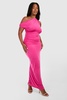 Plus Twisted Ring Detail Off The Shoulder Asymmetric Maxi Dress 