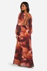 Chiffon Print Trim Maxi Dress
