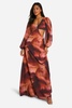 Chiffon Print Trim Maxi Dress