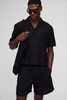 Oversized Boxy Revere Linen Blend Shirt & Short Set