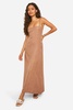 Linen Look Strappy Metal Trim Midi Dress