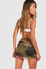 Ruched Mesh Floral Printed Mini Skirt    