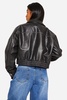 Petite Vintage Look Faux Leather Bomber Jacket