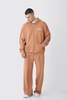 Tall Oversized Zip Applique Raw Seam & Wide Fit Sweatpants Tracksuit