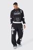 Oversized Boxy Limited Edition Cross Applique Hoodie and Sweatpants Tracksuit