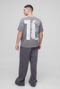 Oversized Puff Print 13 Varsity Graphic Washed T-Shirt
