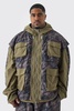 Plus Washed Ripstop Nylon Camo Utility Jacket