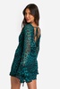 Green Leopard Chiffon Ruffle Mini Dress