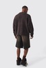 Oversized Textured Brushed Knitted Cardigan