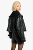 Rib Detail Faux Leather Bomber Jacket