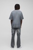 Slim Flared Acid Wash Cross Applique Gusset Jeans