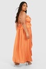 Plus Cheesecloth Ruffle Frill Detail Strappy Maxi Dress 