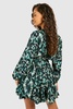Blue Blur Print Godet Mini Dress