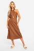 Linen Look Cross Over Midi Dress