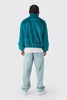 Faux Fur Funnel Neck Bomber Jacket In Teal