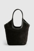 Corduroy PU Binding Detail Tote Bag