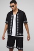 Oversized Embroidery Linen Blend Shirt & Short Set