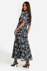 Printed Chiffon Angel Sleeve Midi Dress