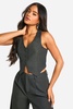 Premium Woven Cross Back Detail Waistcoat 
