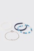 4 Pack Beaded Shell Bracelets In Blue