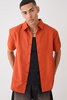 Oversized Linen Look Embroidered Hem Shirt