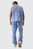 Slim Rigid Flare All Over Distressed Jeans In Lilac