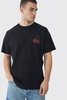 Tall Oversized Cherry Rhinestone Graphic T-shirt In Black