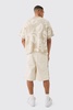 Oversized Boxy Tonal Jacquard Floral Knit Polo