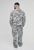 Plus Textured Camo Cargo Denim Overshirt