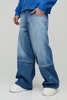 Extreme Baggy Rigid Zip Off Leg Cross Embroidery Denim Jeans