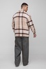 Tall Boxy Split Hem Brushed Flannel Shirt Jacket
