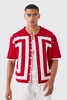 Oversized Boxy Border Knit Revere Shirt