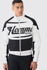 Boxy Pu Contrast Boucle Panel Moto Jacket