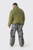 Plus Contrast Hand Weft Padded Puffer Jacket In Khaki