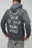 Regular Fit Washed Stay True Text Graphic Hoodie