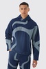 Boxy Denim Patchwork Applique Hoodie