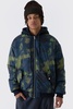 Oversized Abstract Print Hooded Bomber Jacket In Navy